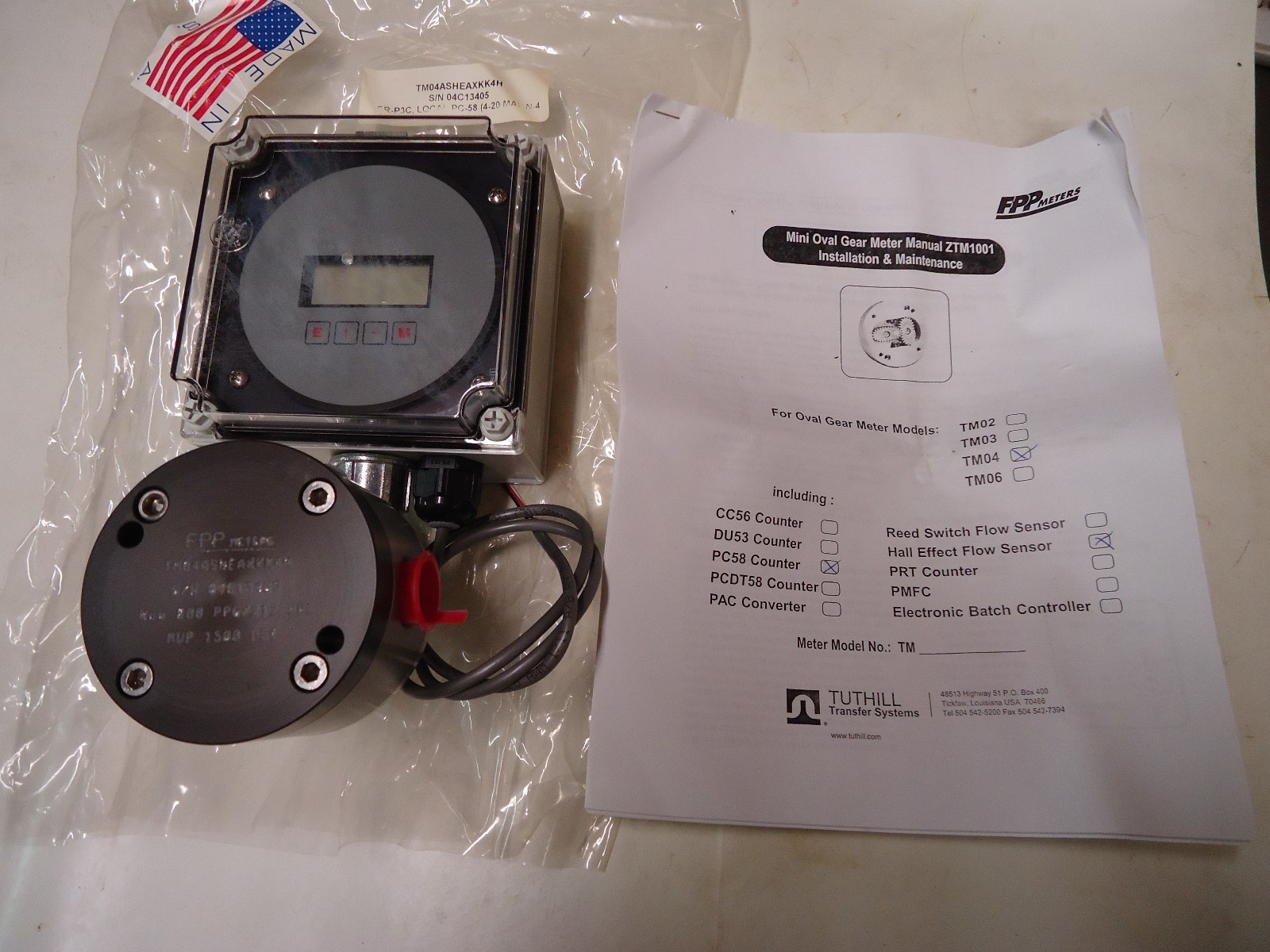 FPP METERS TM04ASHEAXKK4H GEAR METER WITH PC58 COUNTER MWP 1500 PSI "NEW"