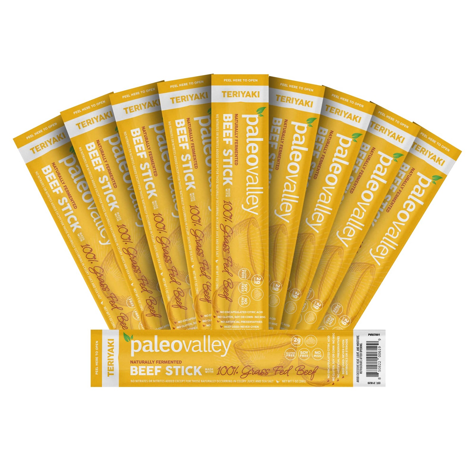 100% Grass Fed Teriyaki Beef Sticks - Delicious Gluten Beef Snack - High Prot...