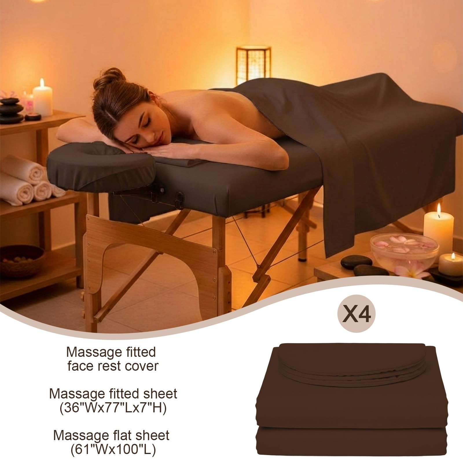 Oudain 4 Sets 3 Piece Soft Microfiber Massage Table Sheets Set Bulk Includes