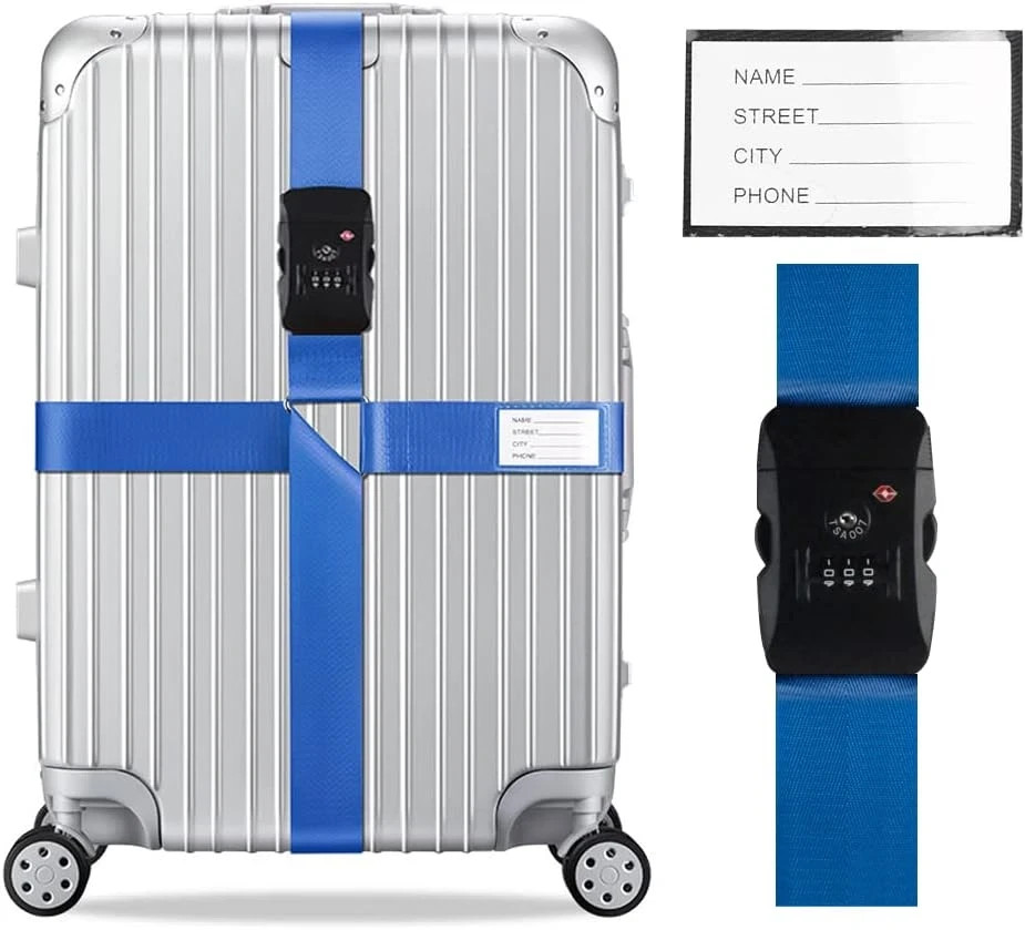 Cross Luggage Straps Set TSA Approved with Lock Adjustable Travel Suitcase Belts