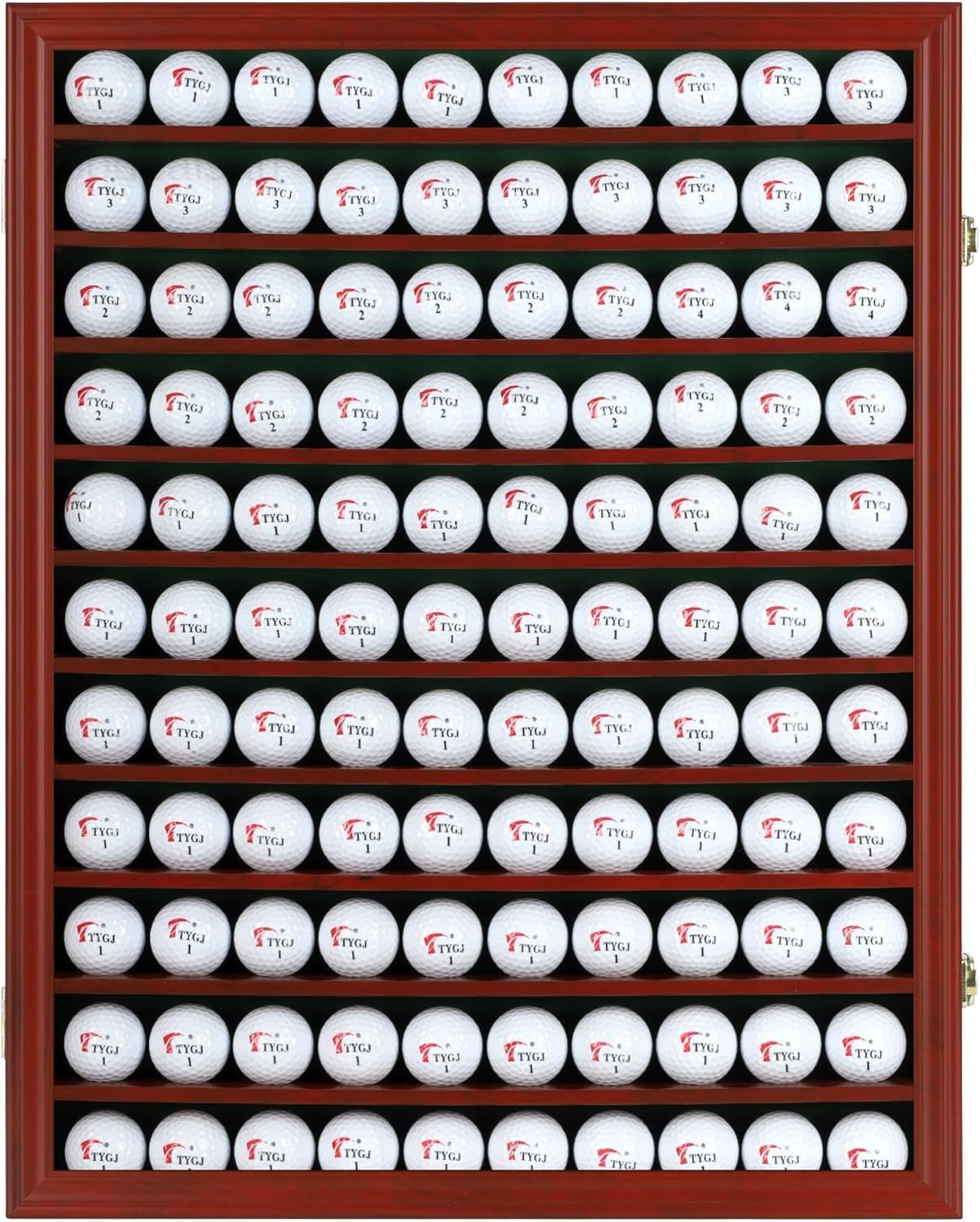 110 Golf Ball Display Case Wall Cabinet Holder Cherry Finish