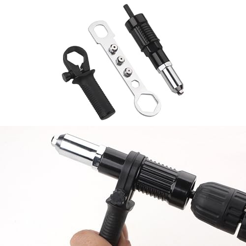 Pop Rivet Gun Adapter Kit, Rivet Drill Attachment with 4 Rivets Heads