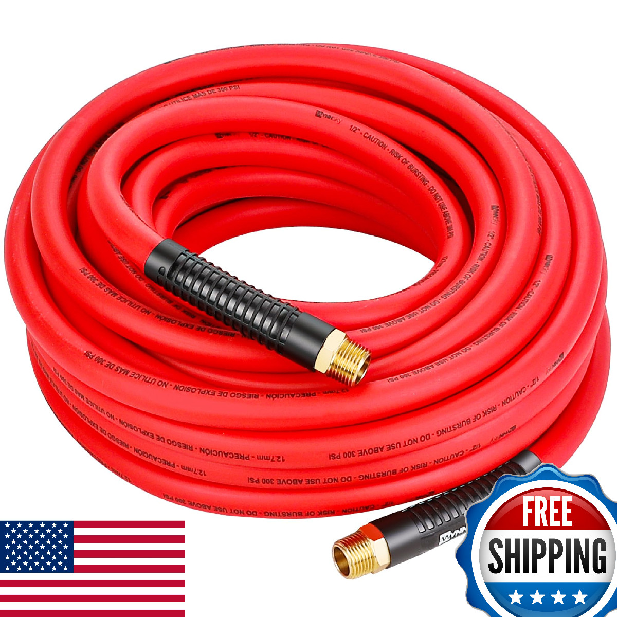 WYNNsky 1/2" Air Hose 50FT, 300 PSI, -40°F to 140°F, Light Weight Hybrid