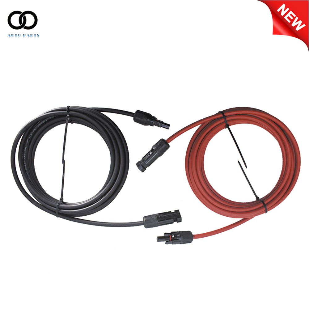 1 Pair 10 AWG 15 FT Black + Red Solar Panel Extension Cable Wire Connector