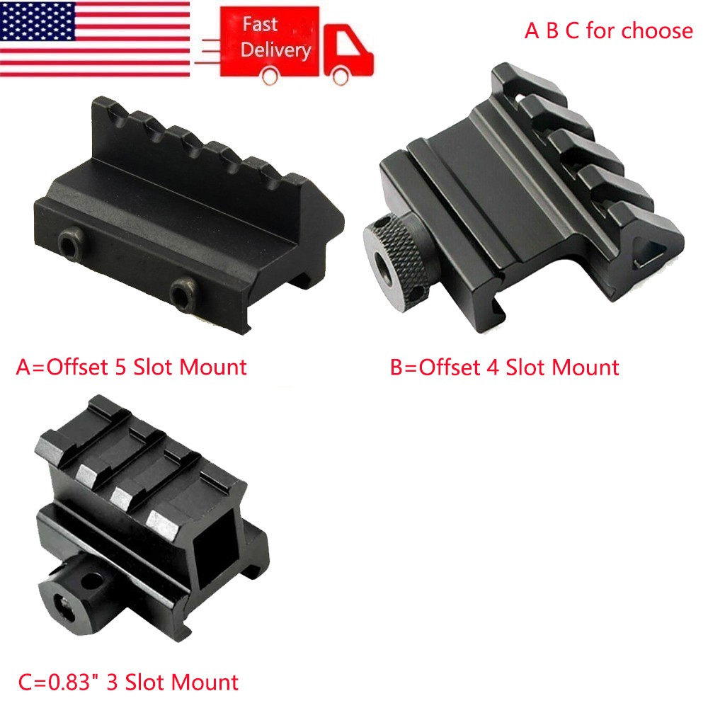 45 Degree Offset 4 Slot/5 Slot Picatinny Rail Mount/0.83 Inch 3 Slot Riser Mount