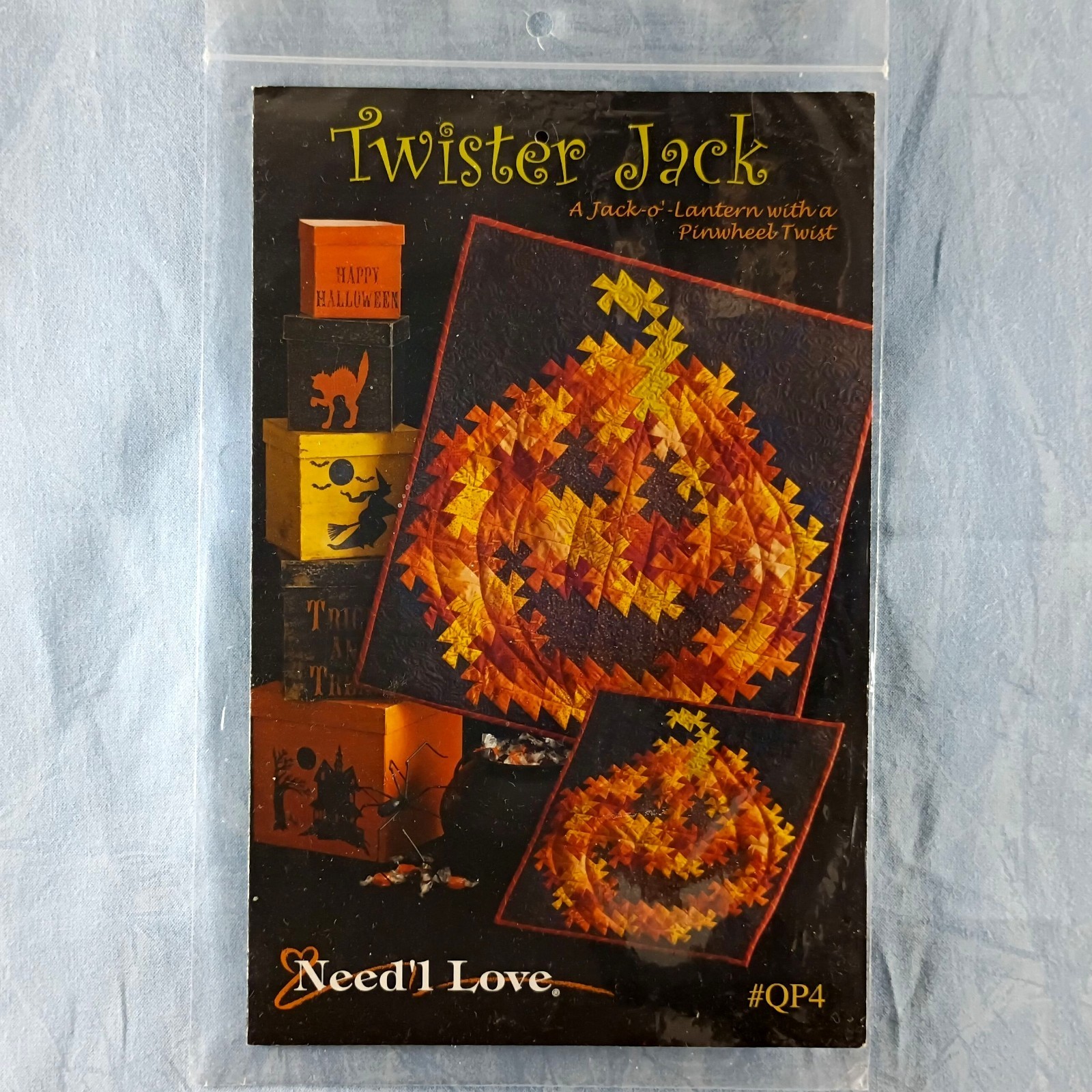 Need'L Love Quilt Pattern #QP4 Twister Jack Jack-o'-Lantern Pinwheel Design