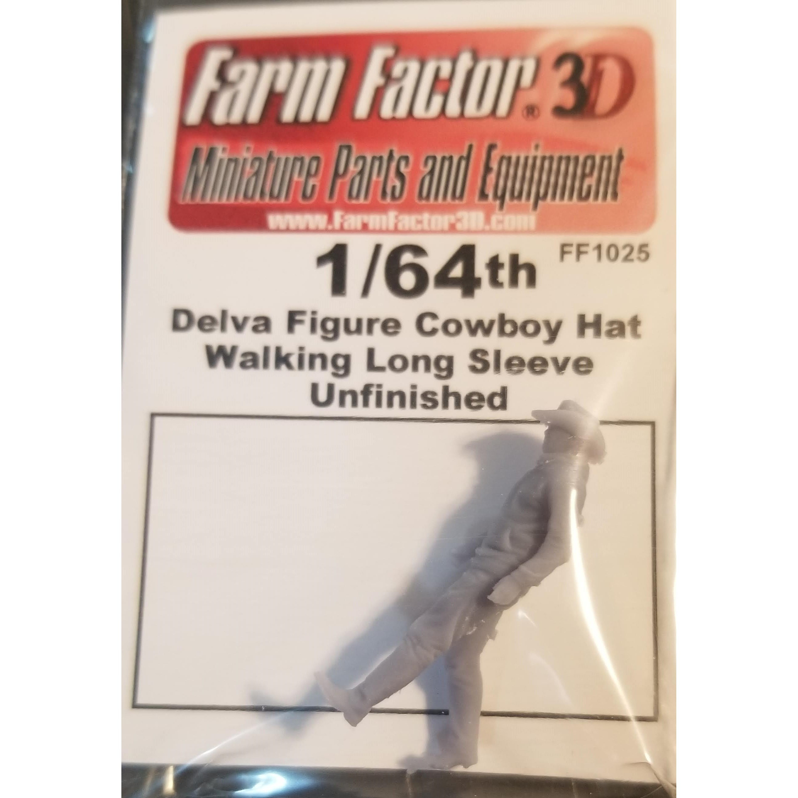 1/64 3D Printed Figure with Cowboy Hat, Long Sleeves Walking