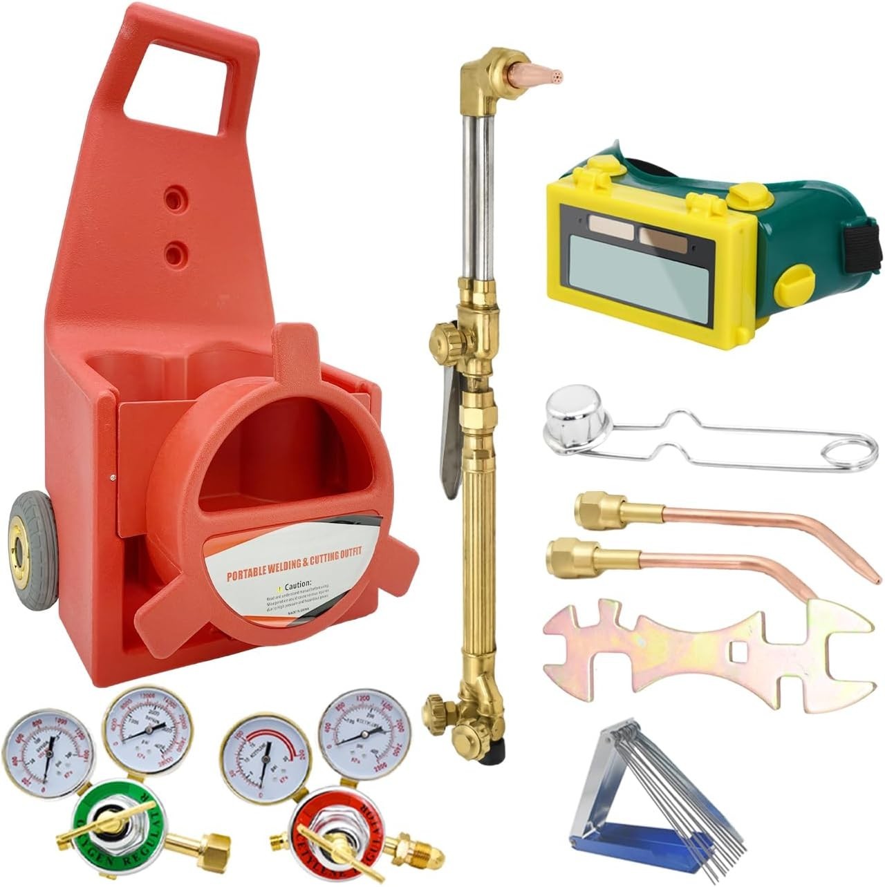 Portable brazing torch kit with Gauge Oxygen Acetylene Welding Cutting Torch Kit