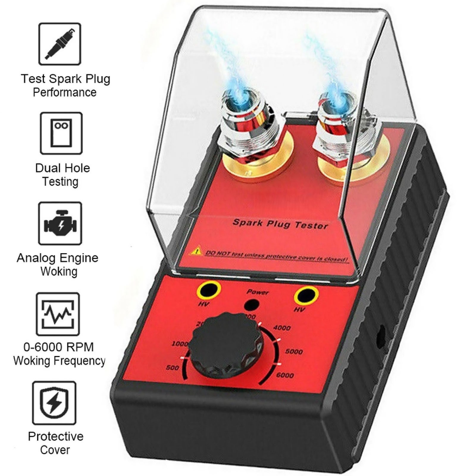 For Car 12V Spark Plug Tester Dual Hole Diagnostic Ignition Coil Analyzer Tool