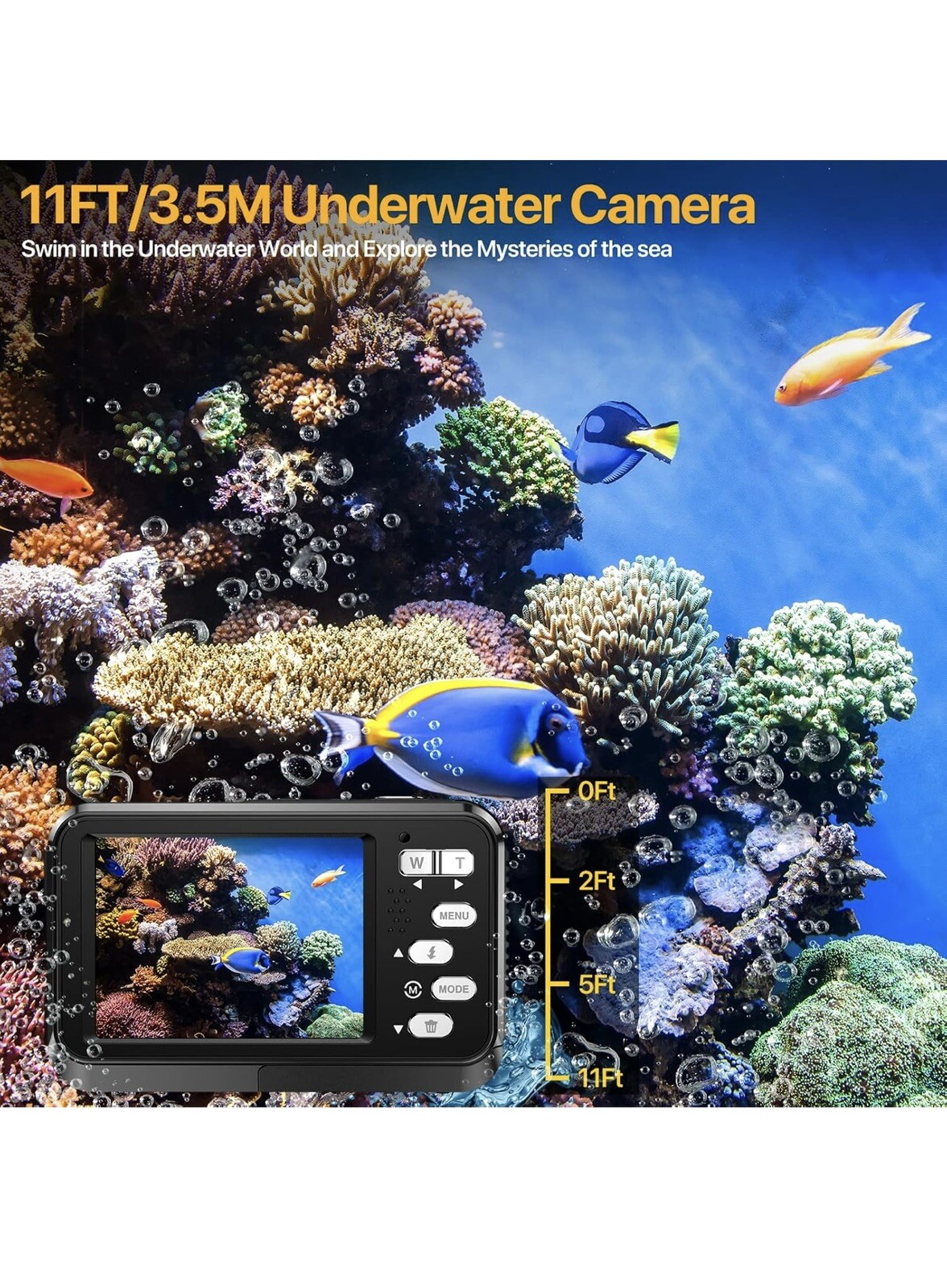 Underwater Camera 4K Dual Screen Waterproof Camera
