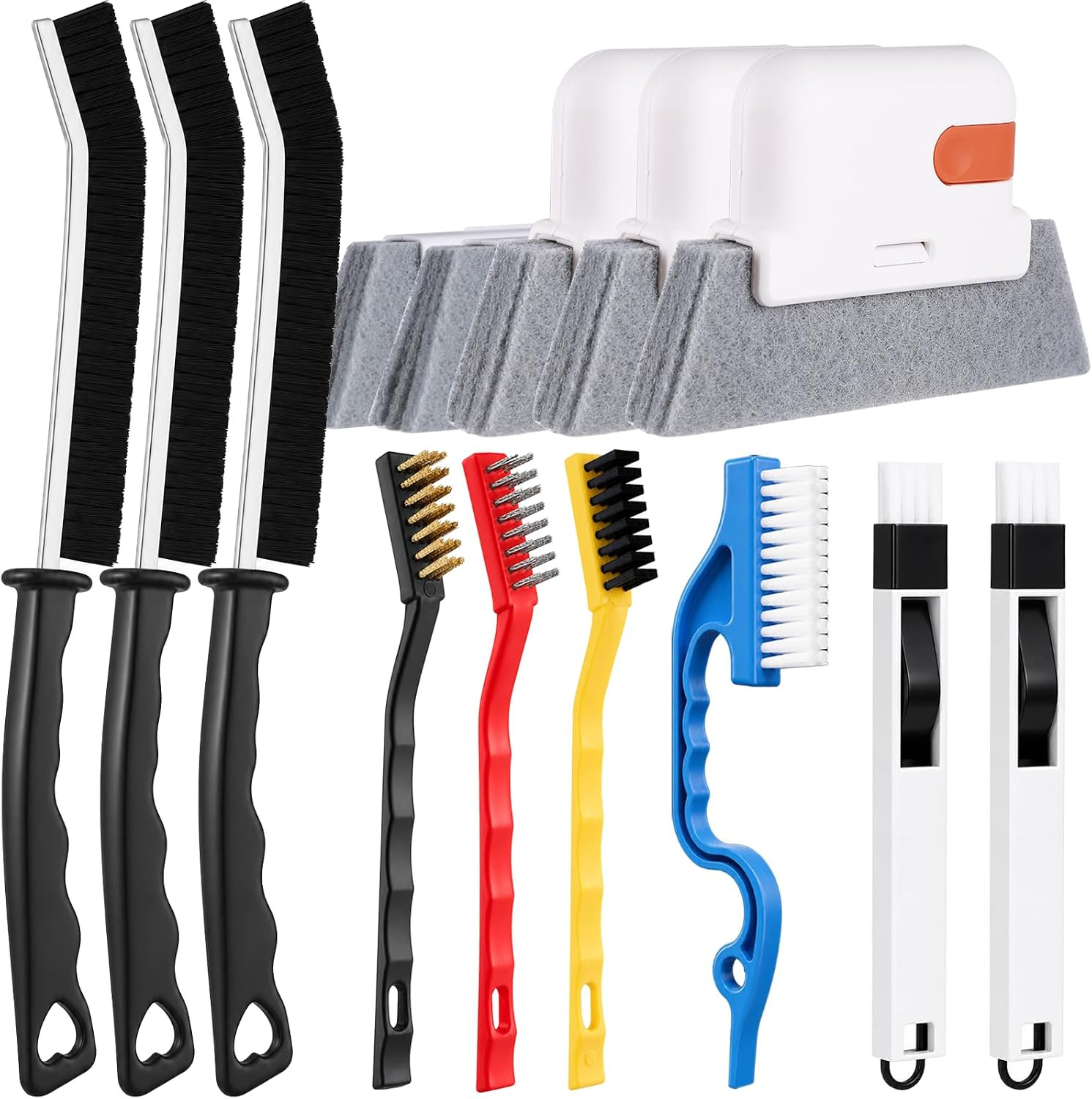 Window Sill Cleaner Tool - 14 Pcs Magic Door Window Track Cleaning Tool Kit | Sl