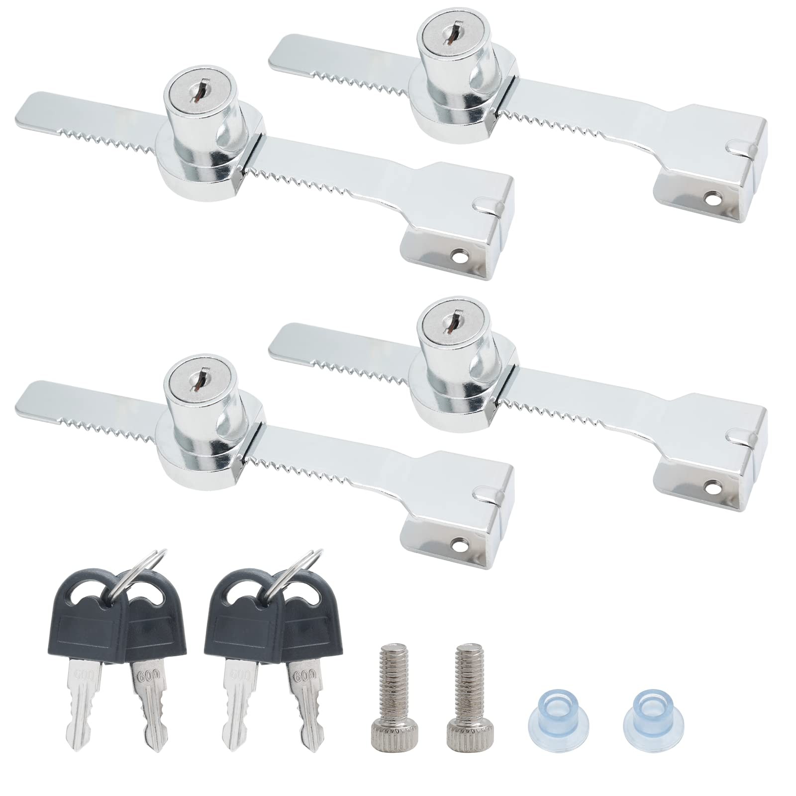 4 Pack Sliding Glass Door Lock Showcase Display Case Lock, Ratchet Lock Repti...
