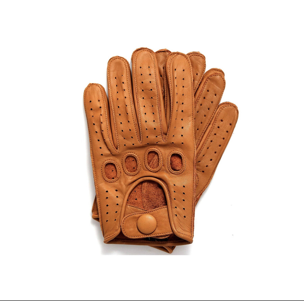 Driving Gloves Car Motorcycle Biker Genuine Leather Police Driver Glove Brown-65