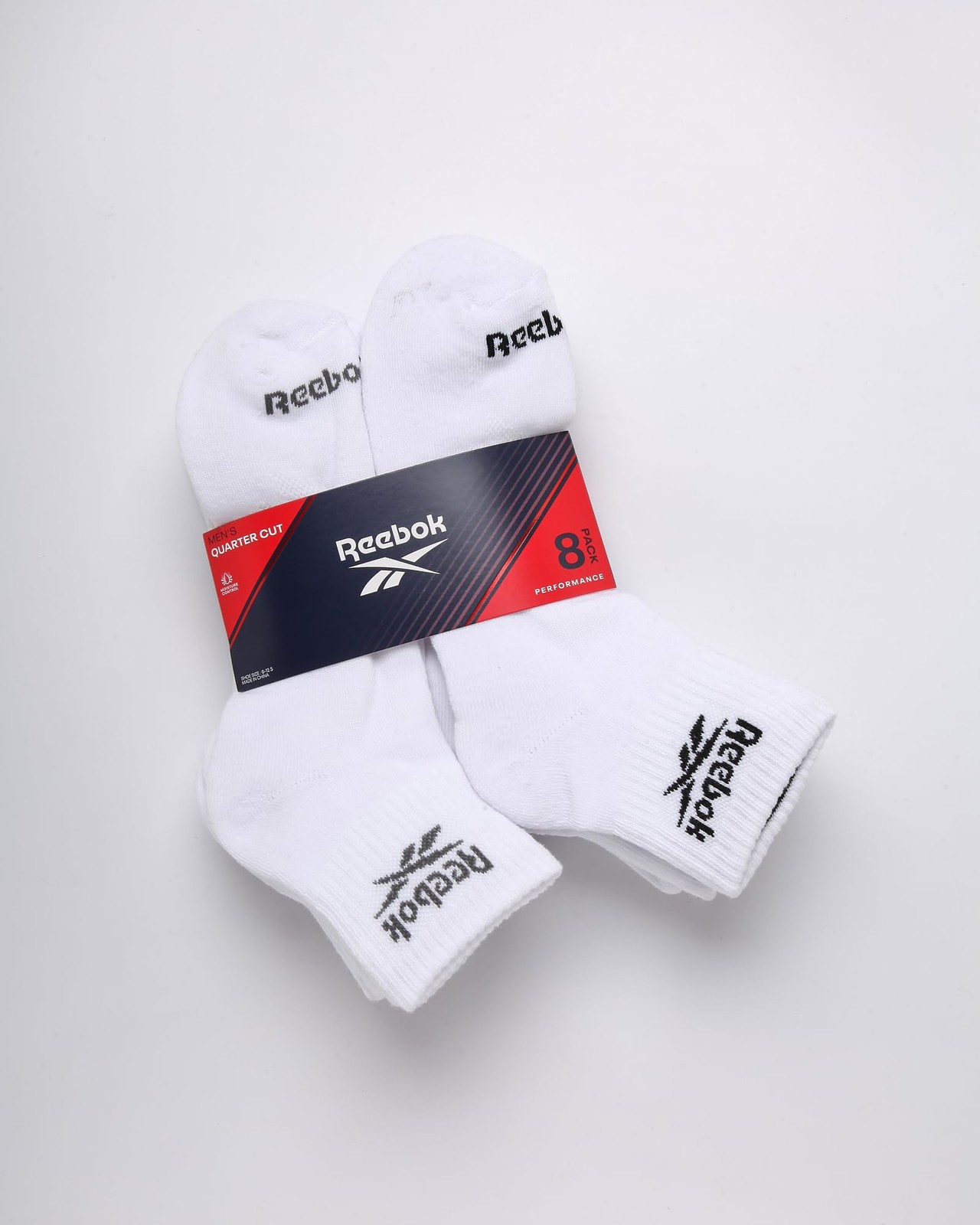 Reebok Men's Quarter Socks - 8 Pack Performance Arch Support Socks - Cushioned A
