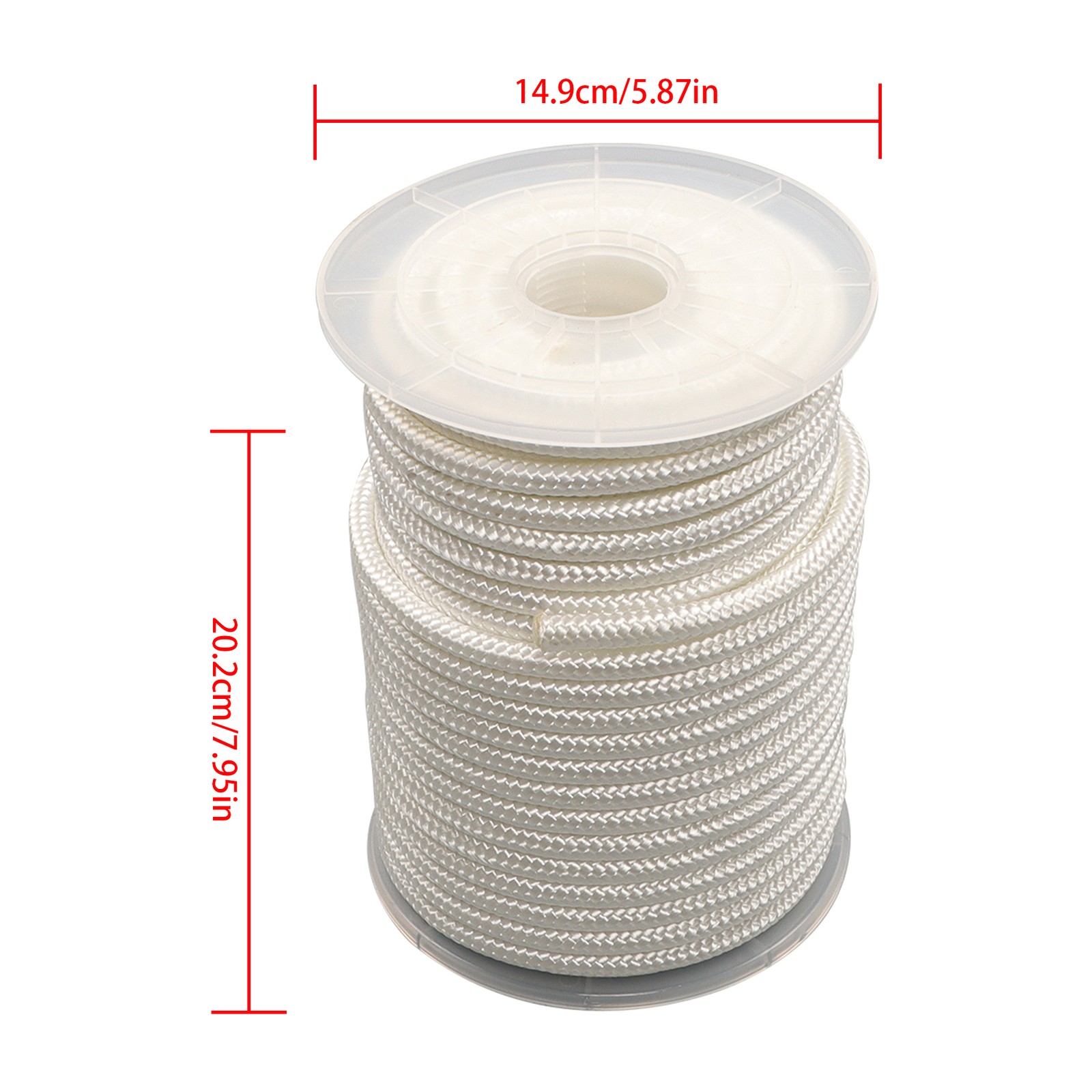 3/8 Inch Nylon Rope 100 Foot Spool 100% Nylon Solid Braid Rope Dyeable White New