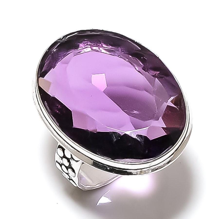 Natural Amethyst Gemstone Handmade 925 Sterling Silver Jewelry Ring Size 8 a664