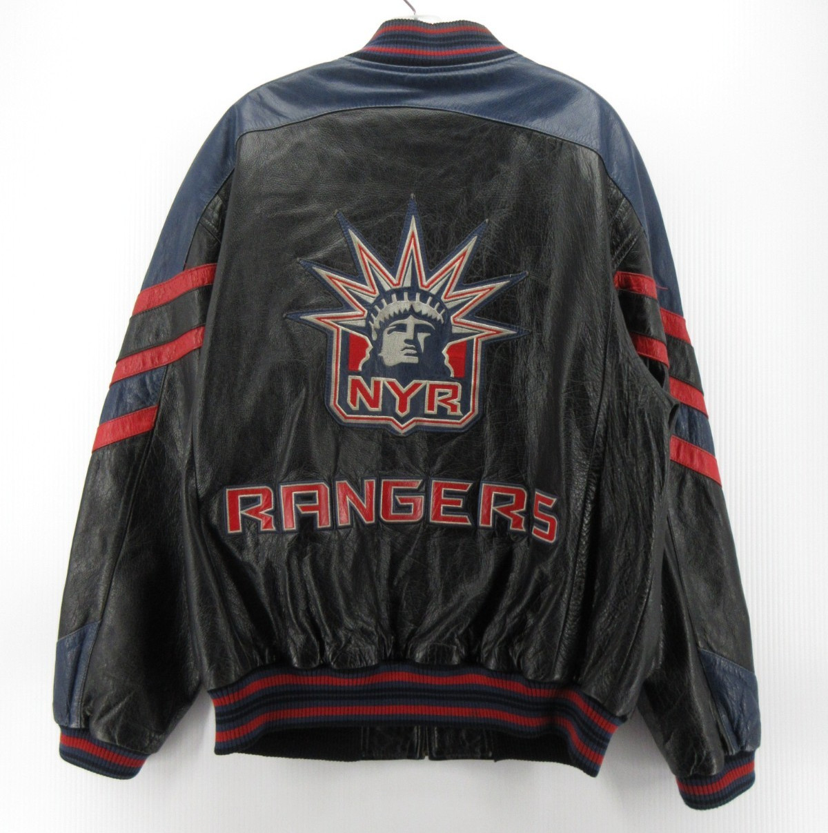 VINTAGE New York Rangers Jacket Men Medium Statue Of Liberty Leather GIII NHL *
