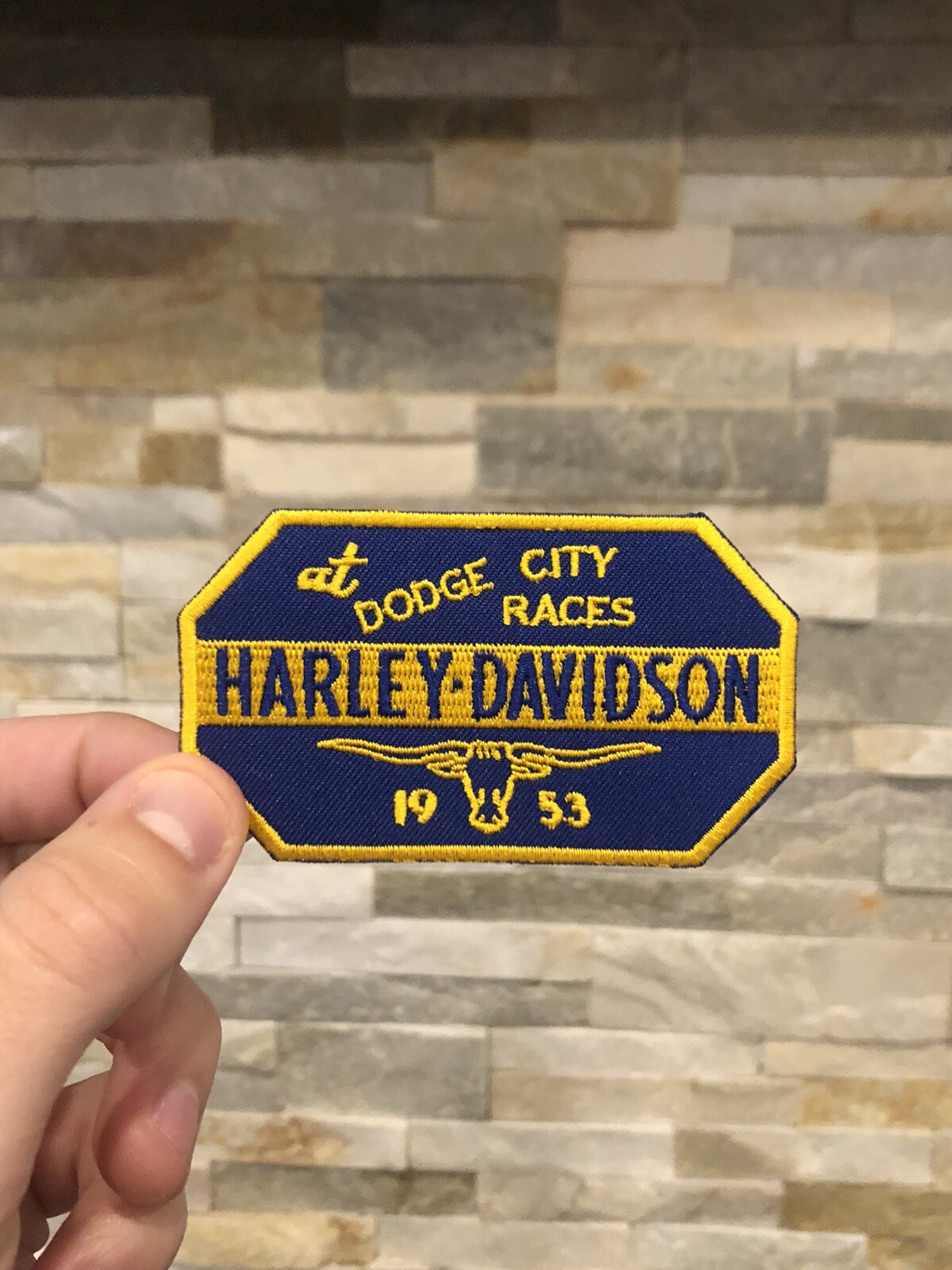Retro 1953 Harley Davidson Motorcycle Dodge City Races Patch
