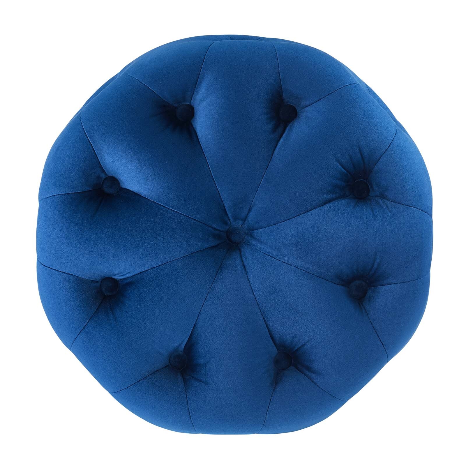 Modway Amour Tufted Performance Velvet Round Upholstered Ottoman in Navy