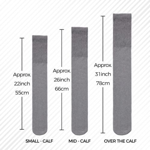 6-12-18 Pairs Men's Grey Tube Socks Over The Calf Sport Cotton Socks Big &Tall