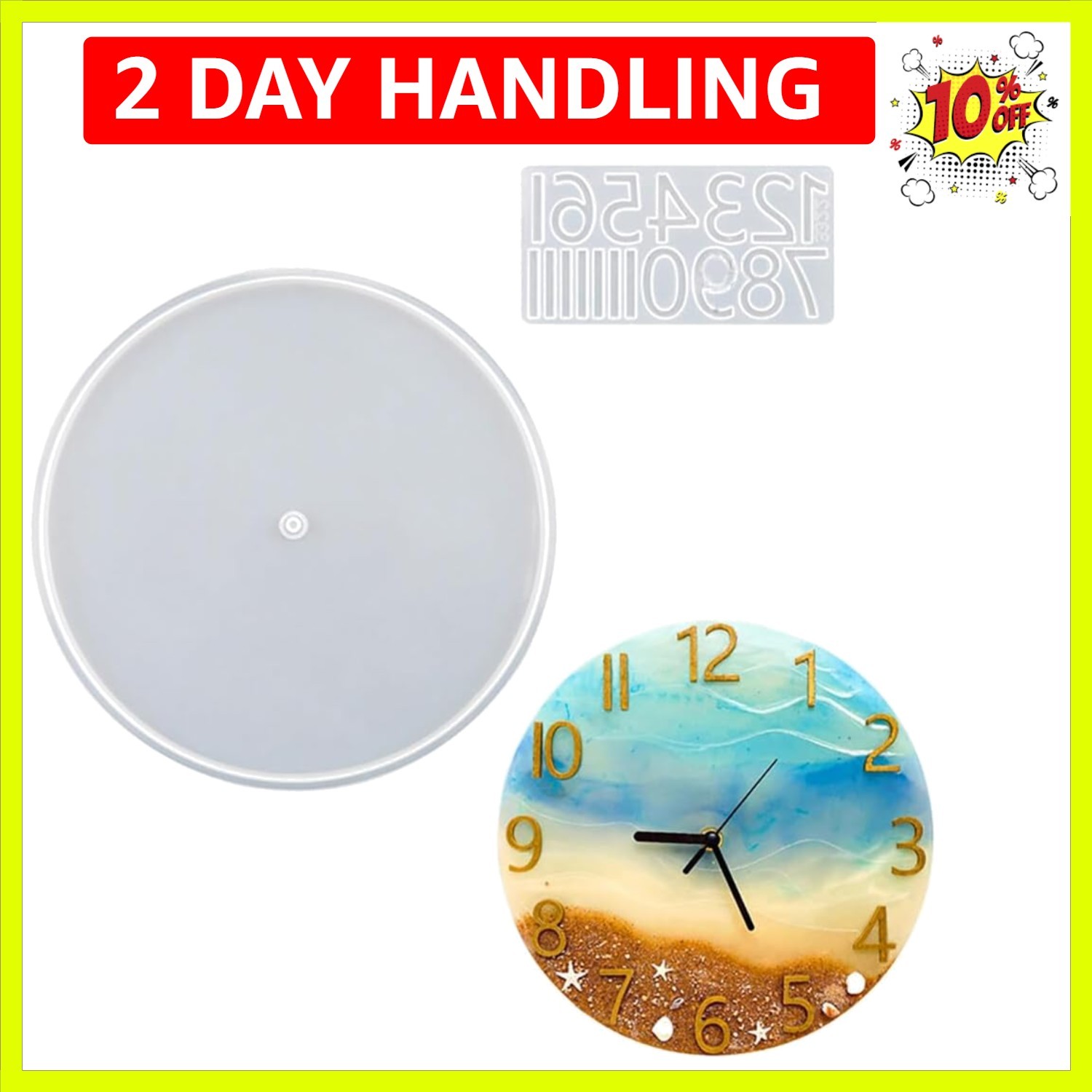 Clock Resin Mold Large Silicone Wall Clock Molds Handmade DIY Roman Numerals ...