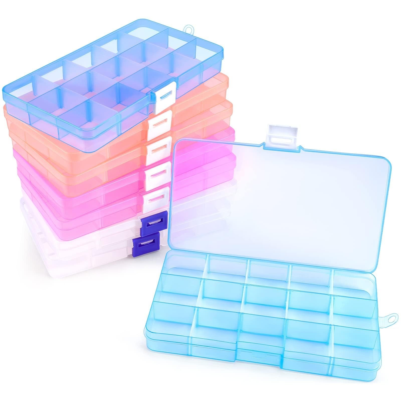15 Girds Bead Organizer(8 Pack), Earring Organizer Box, SMALL Plastic Containers