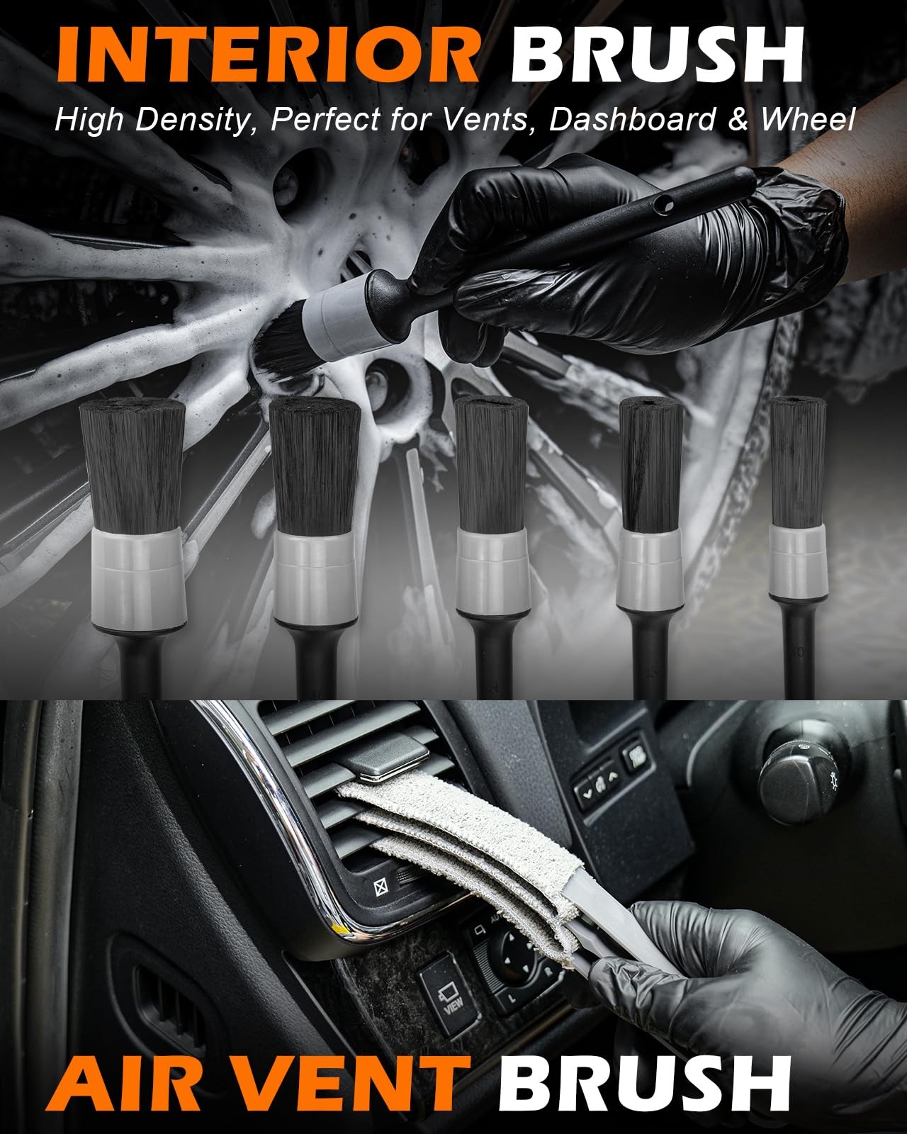 Viewmax Windshield Cleaner Tool, 18Pcs Car Interior Detailing Brush Set,...
