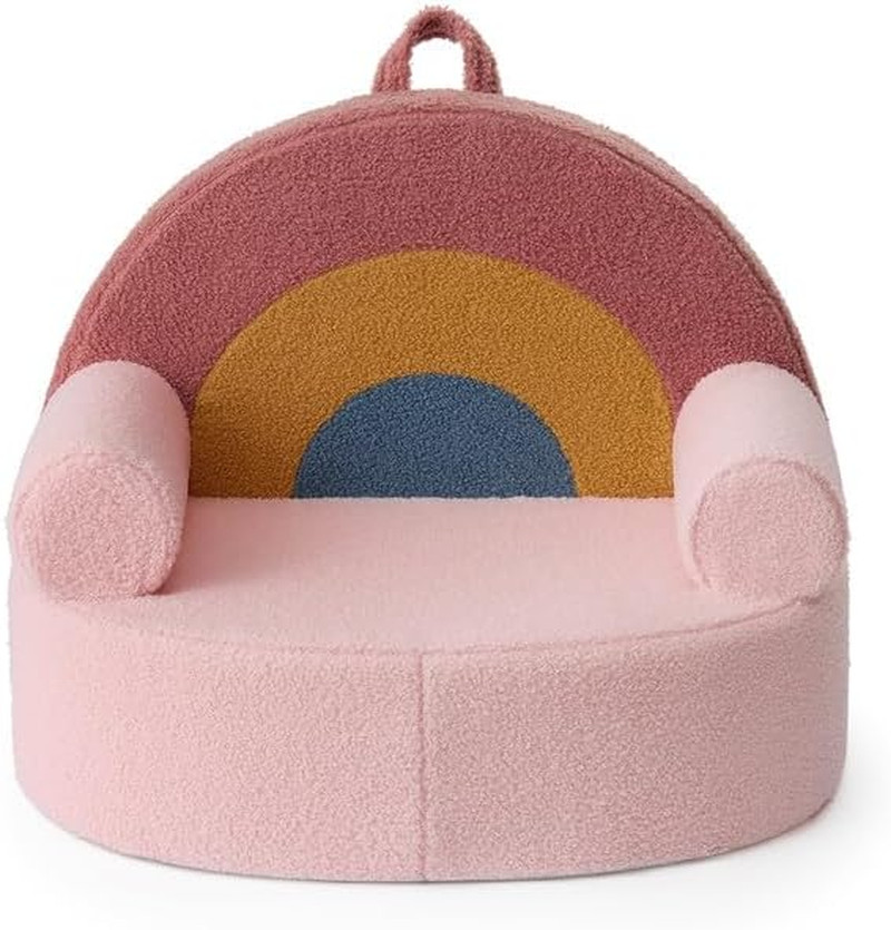 Comfy Toddler Chair with Soft Teddy Plush - Blush Pink Reading Chair