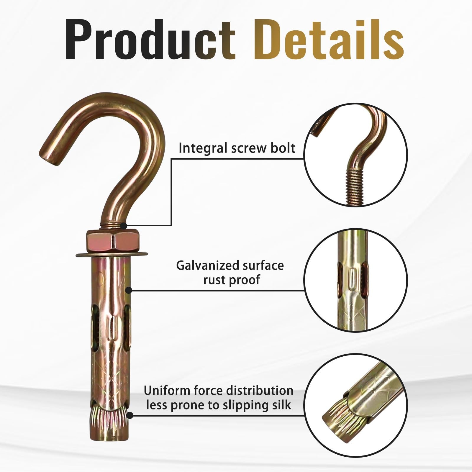 Brick Hooks,25/64" x3-1/2 Concrete Wall Hooks for Cement Ceiling | for Hangin...