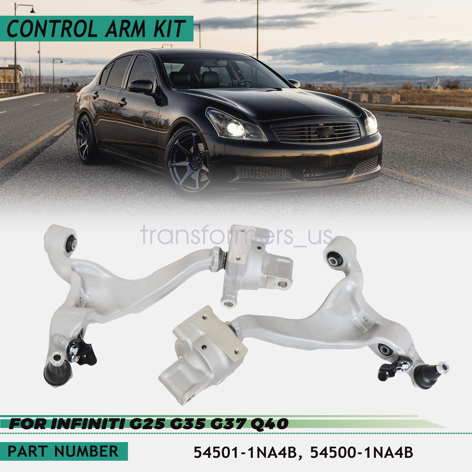 For G25 G35 G37 Q40 Front Lower LH RH Control Arms Ball Joints Kit AWD ONLY