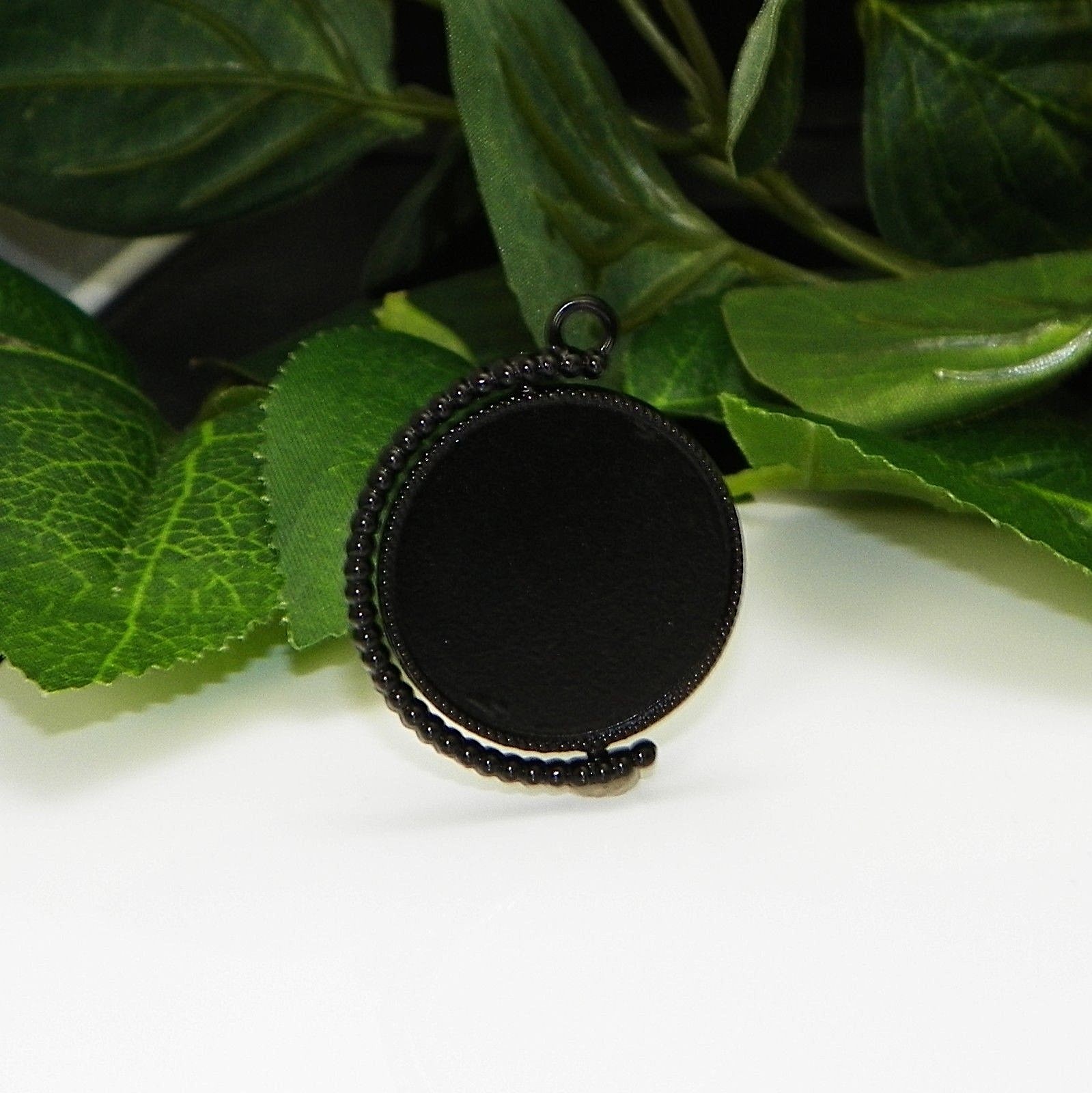 25mm Double Sided Rotating Black Enamel Plated Cabochon (Cab) Drop Setting