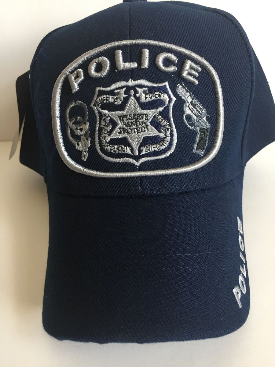 Police Ball Cap / Hat, Blue Flag Draped
