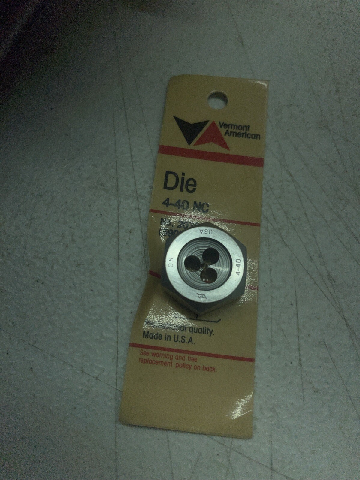 VERMONT AMERICAN DIE UNUSED # 4-40 NC