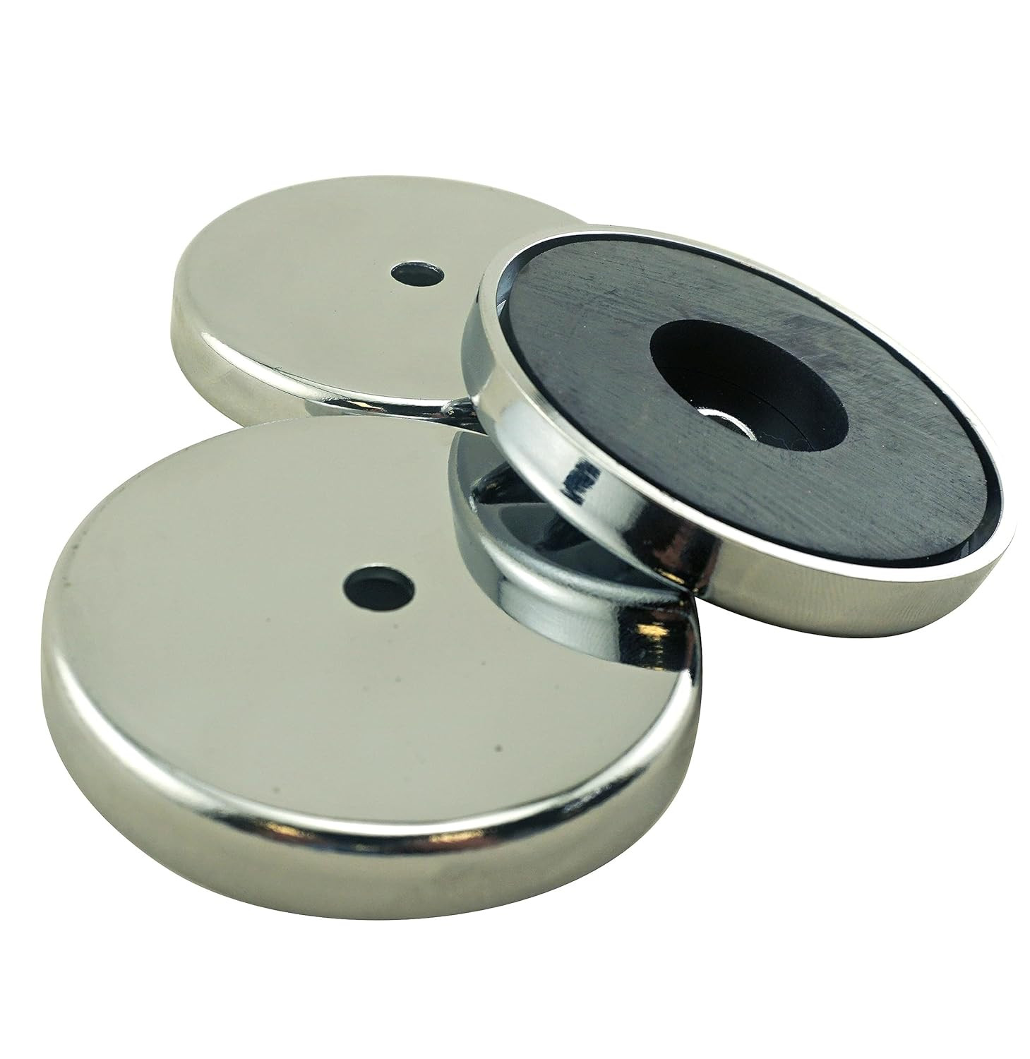 Ceramic Round Base Magnet - 2.618" Diameter, 0.375" Thick, 0.275" Center Hole, 6