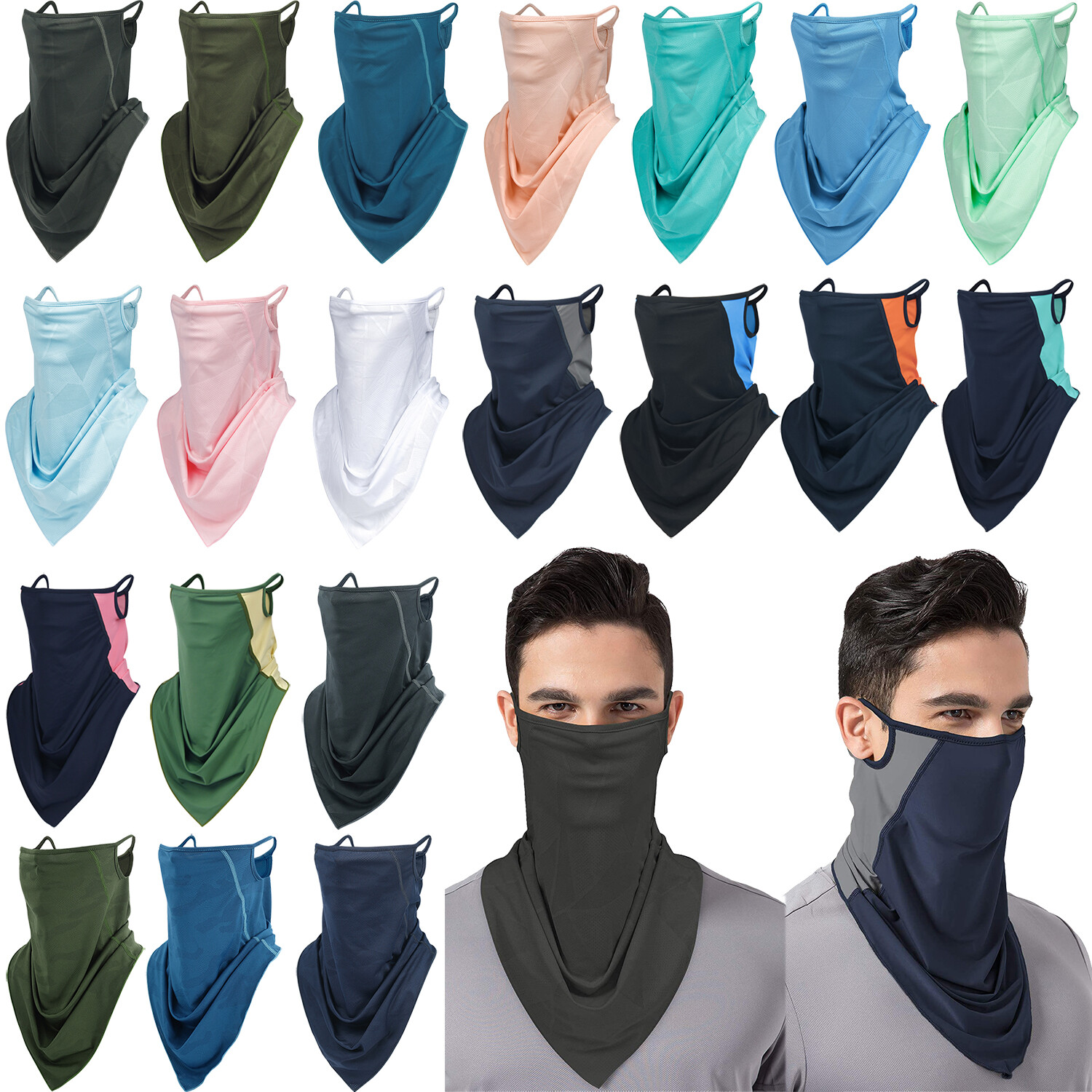 Face Mask Neck Gaiter Bandana Cover Snood Reusable Washable Scarf with Loops Ear