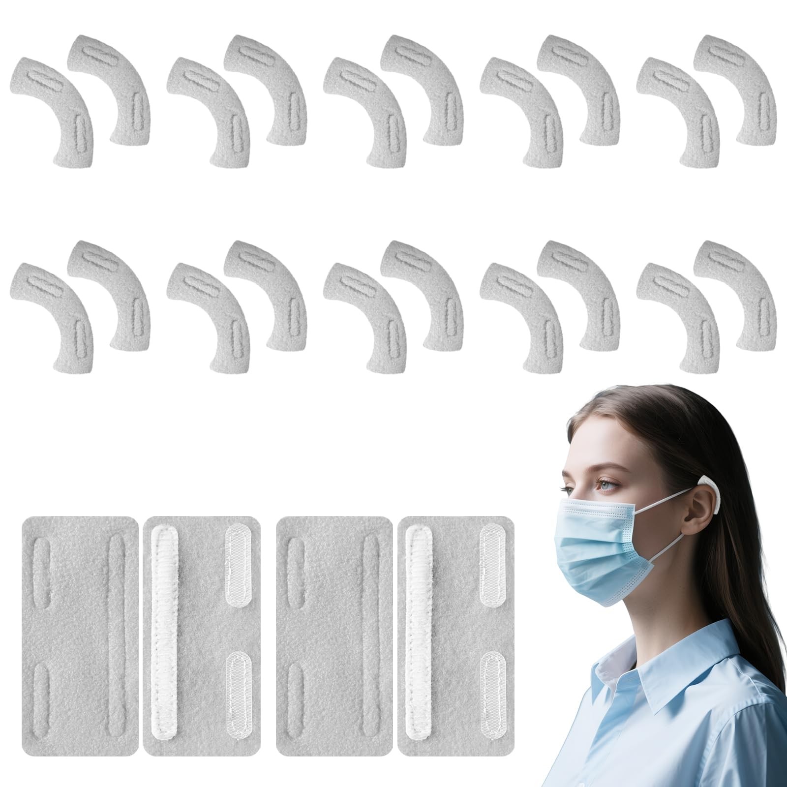 Nasal Cannula Ear Cushions 20Pcs Soft Oxygen Tubing Protectors for Grey