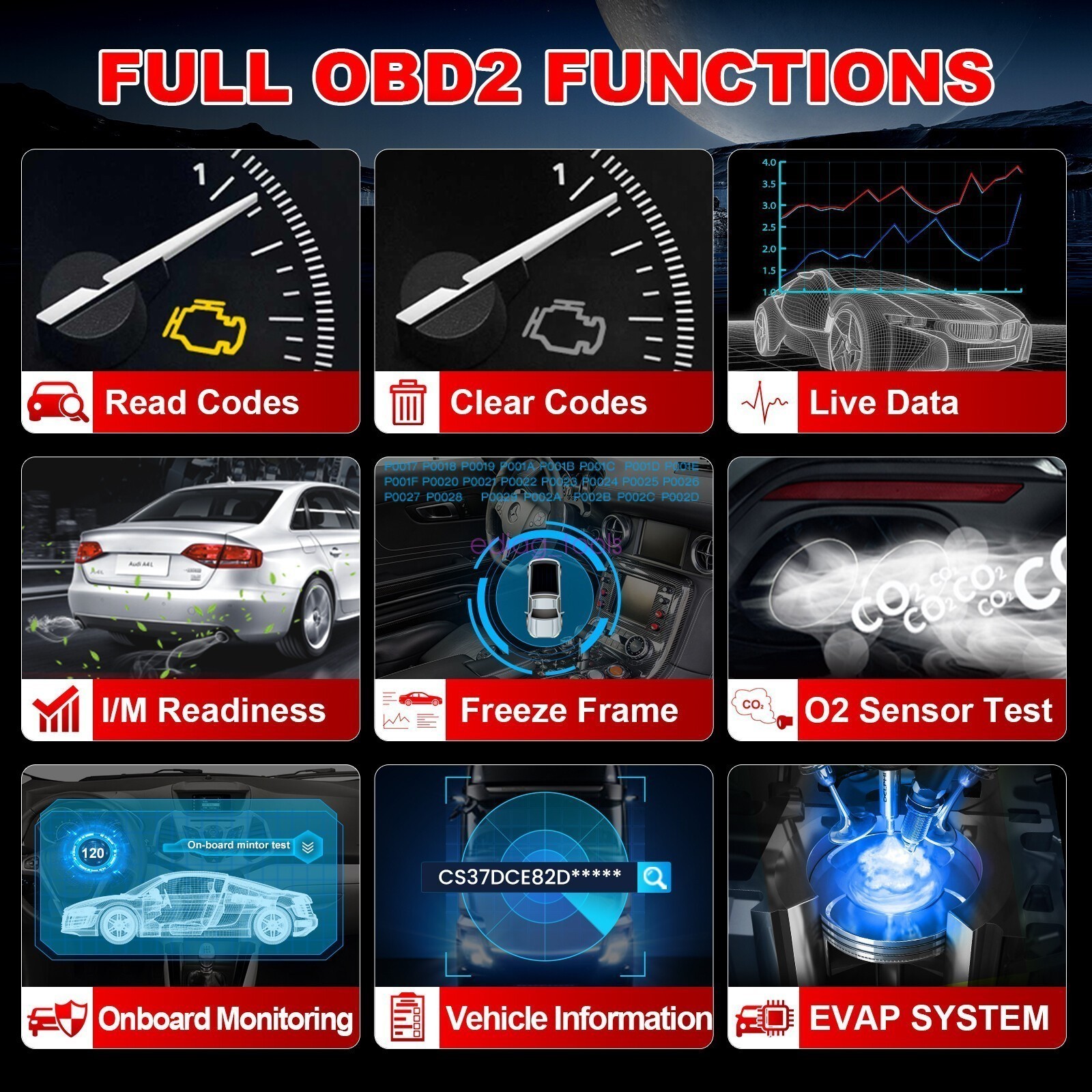 LAUNCH CR300 OBD2 Scanner Car Engine Fault Code Reader Diagnostic Scan Tool*^