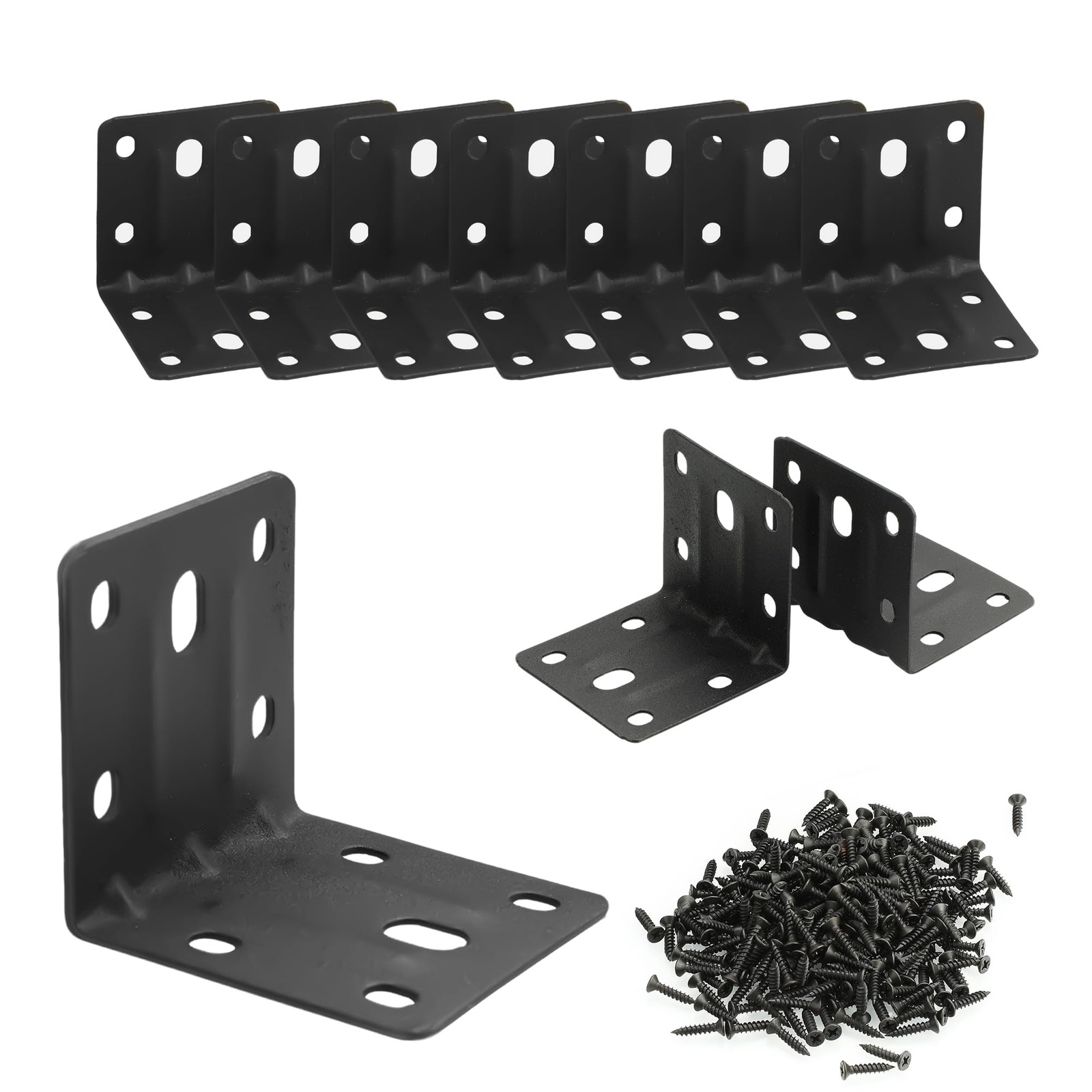 20 Pack Black 2x2in L Brackets Heavy Duty Metal for Wood Furniture
