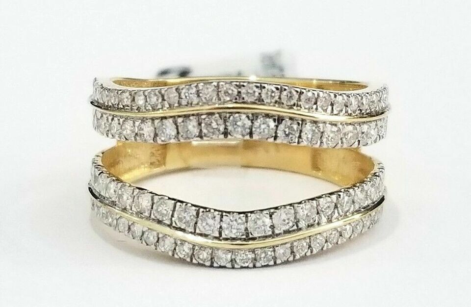 14k Yellow Gold Finish Lab-Created Diamond Ring Guard Wrap Enhancer Jacket