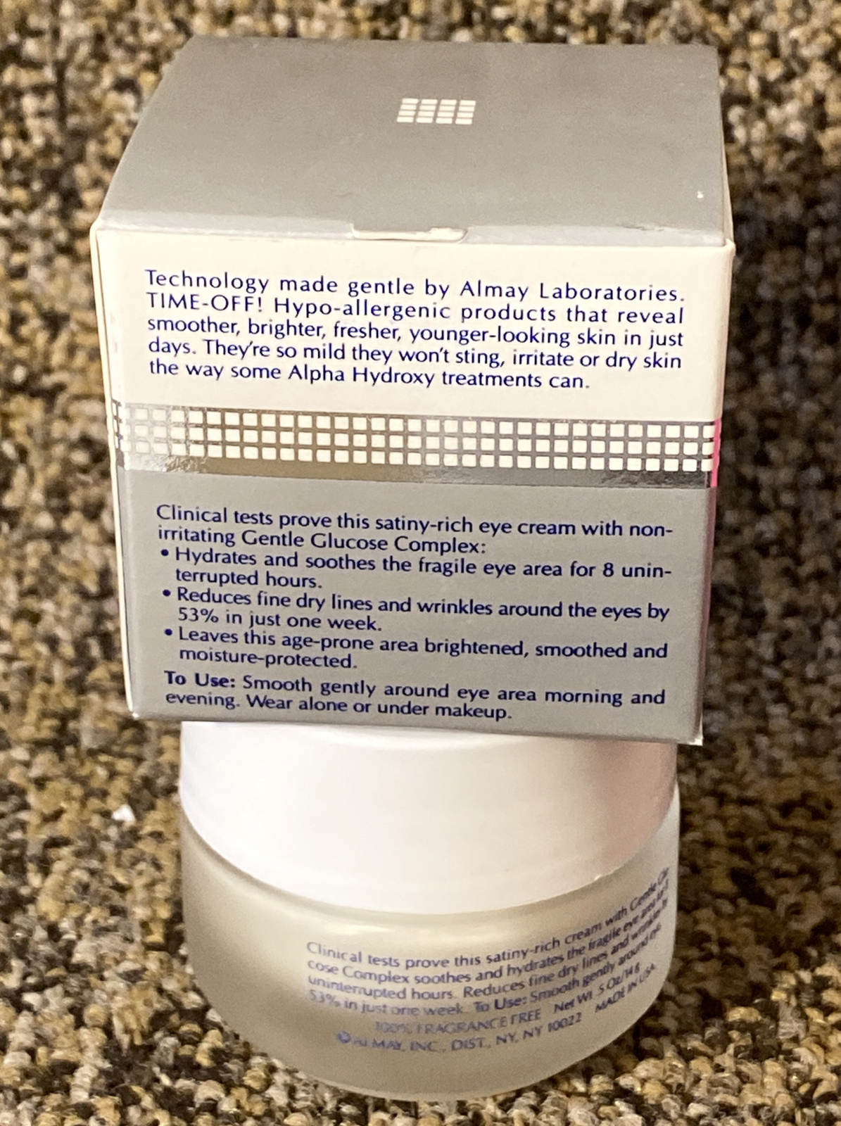 ALMAY HYPO ALLERGENIC TIME-OFF AGE SMOOTHING EYE CREAM .5 oz