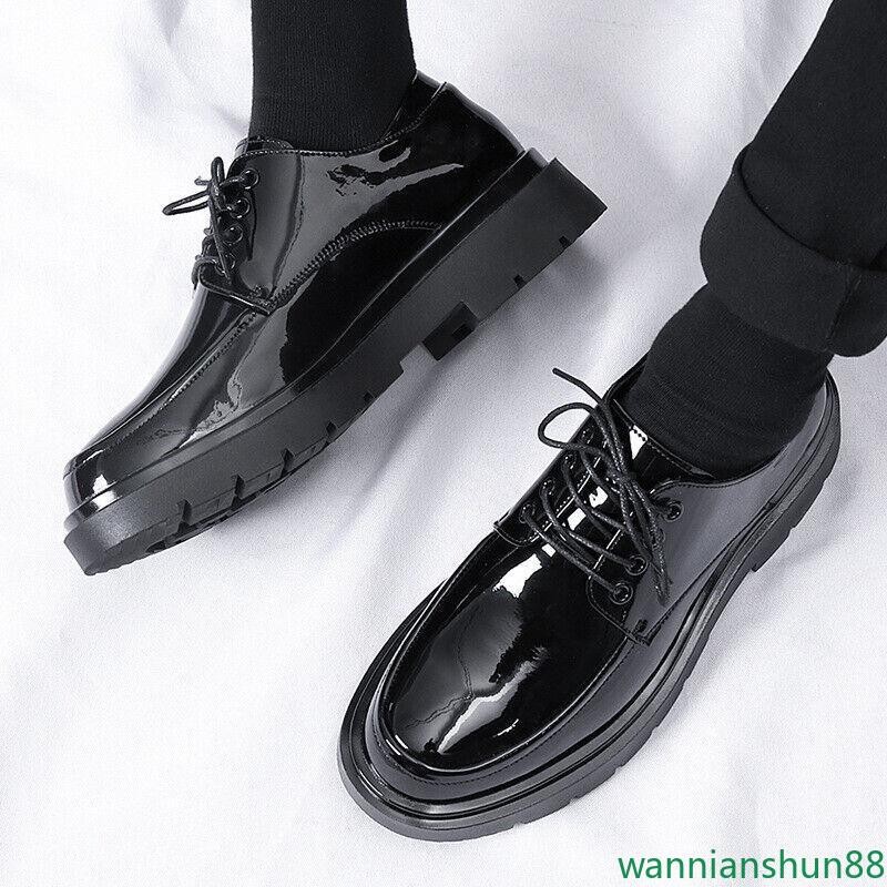 Men's Business Wedding Lace Up Work Dress Formal Shoes Shiny Leather Hollow Out