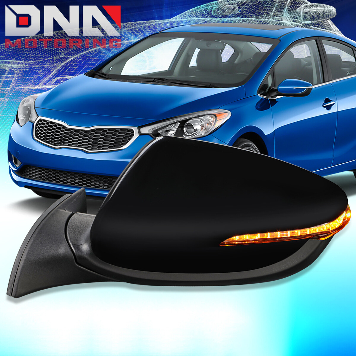 For 2014-2016 Forte 5 Powered Heated Turn Signal Left Driver Side View Mirror