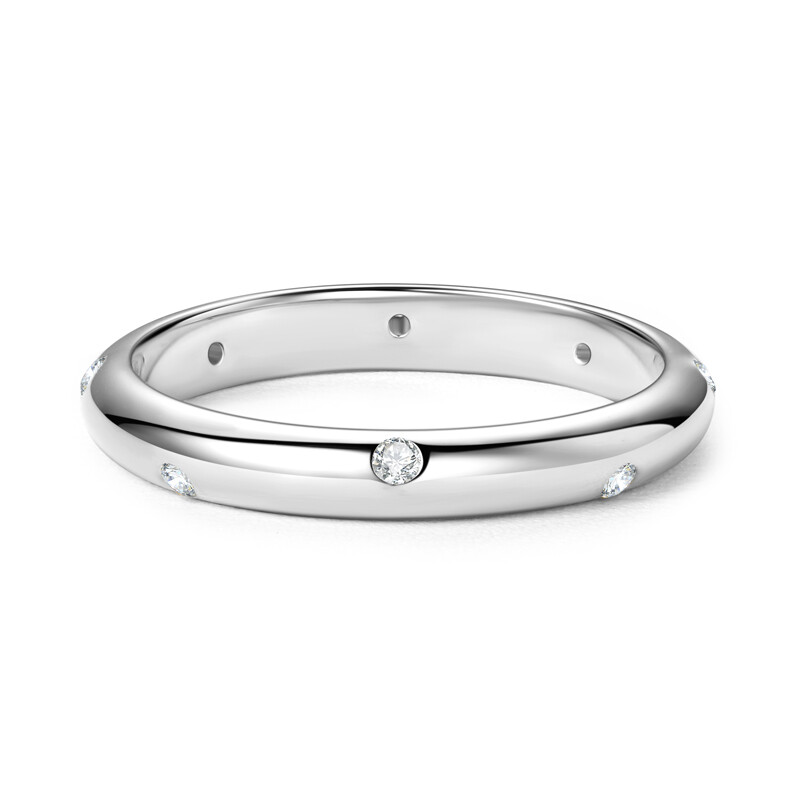 Moissanite Wedding Band for Women Sterling Silver Ring 1.6mm Round Cut D Color