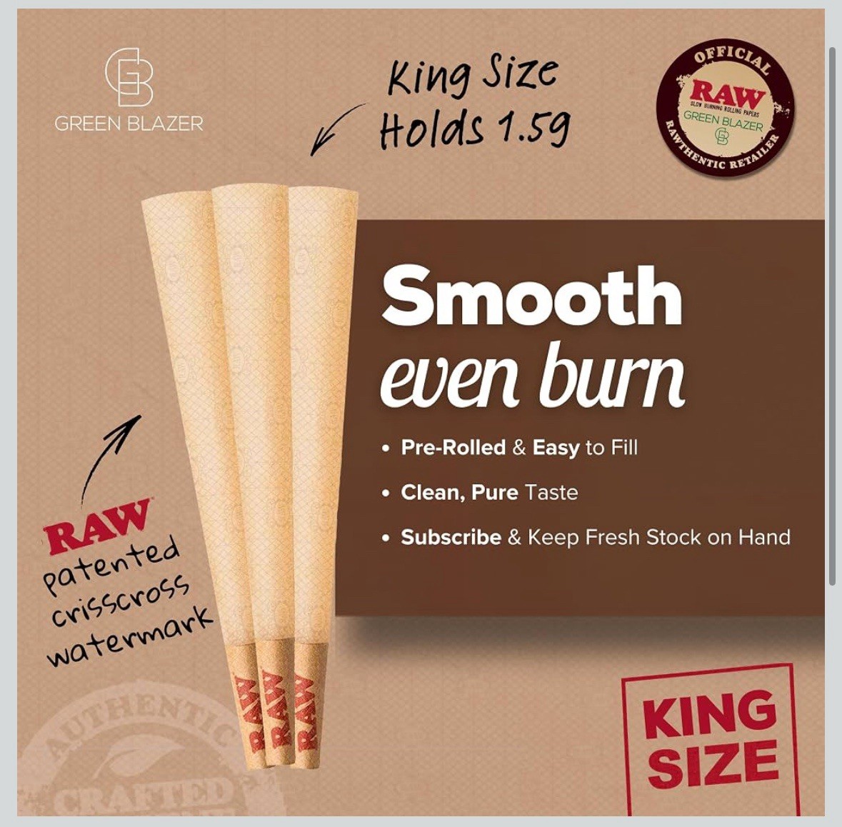 2 Boxes-RAW Cones Classic King 50 Pack Slow Burning Cones Rolling Papers