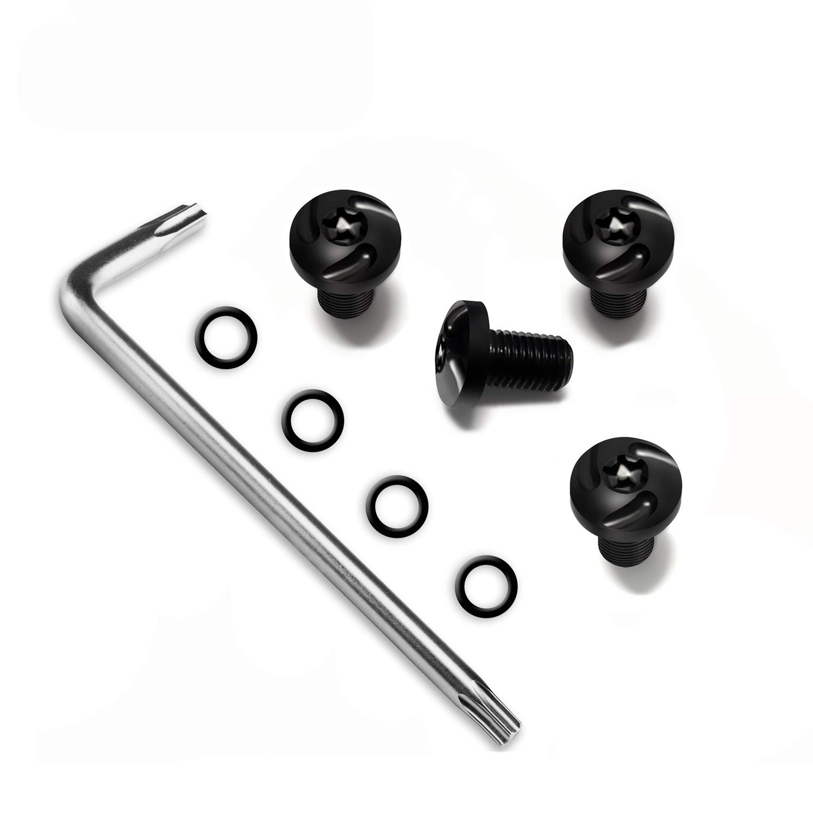 1911 Grip Screws, 4 O Rings, T10 Torx Key, Fancy Black 0.188 inches,