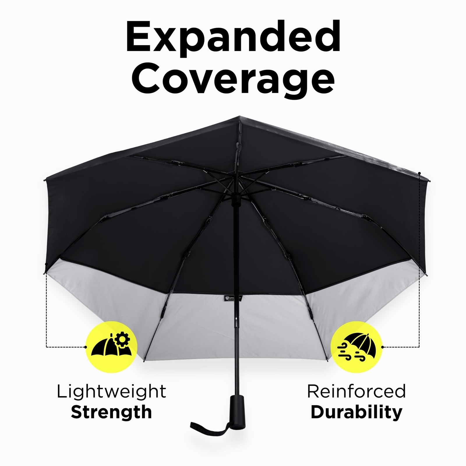 Travel Umbrella 46" Windproof Compact with Case & Strap - Portable for Active