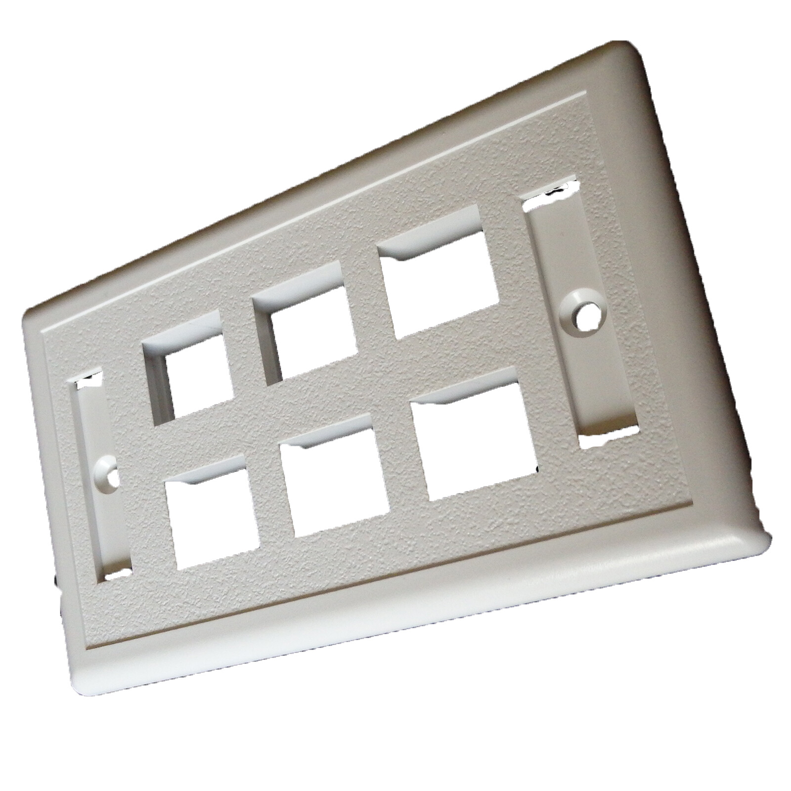 100 -6 Port Faceplate White w/Windows RJ45 Cat6 Faceplate