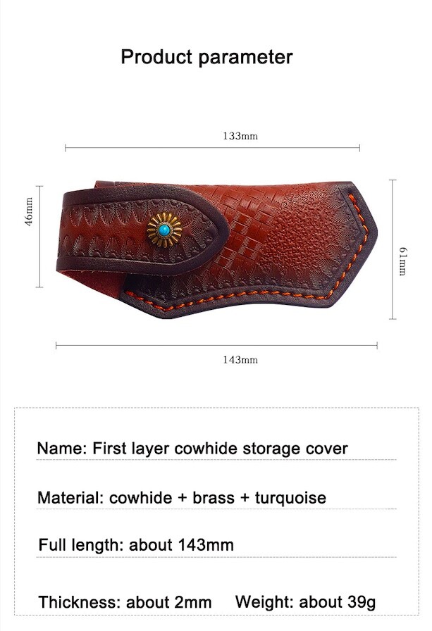Real Genuine Cowhide Leather Multi Tool Folding Pocket Knife Pouch Sheath Case