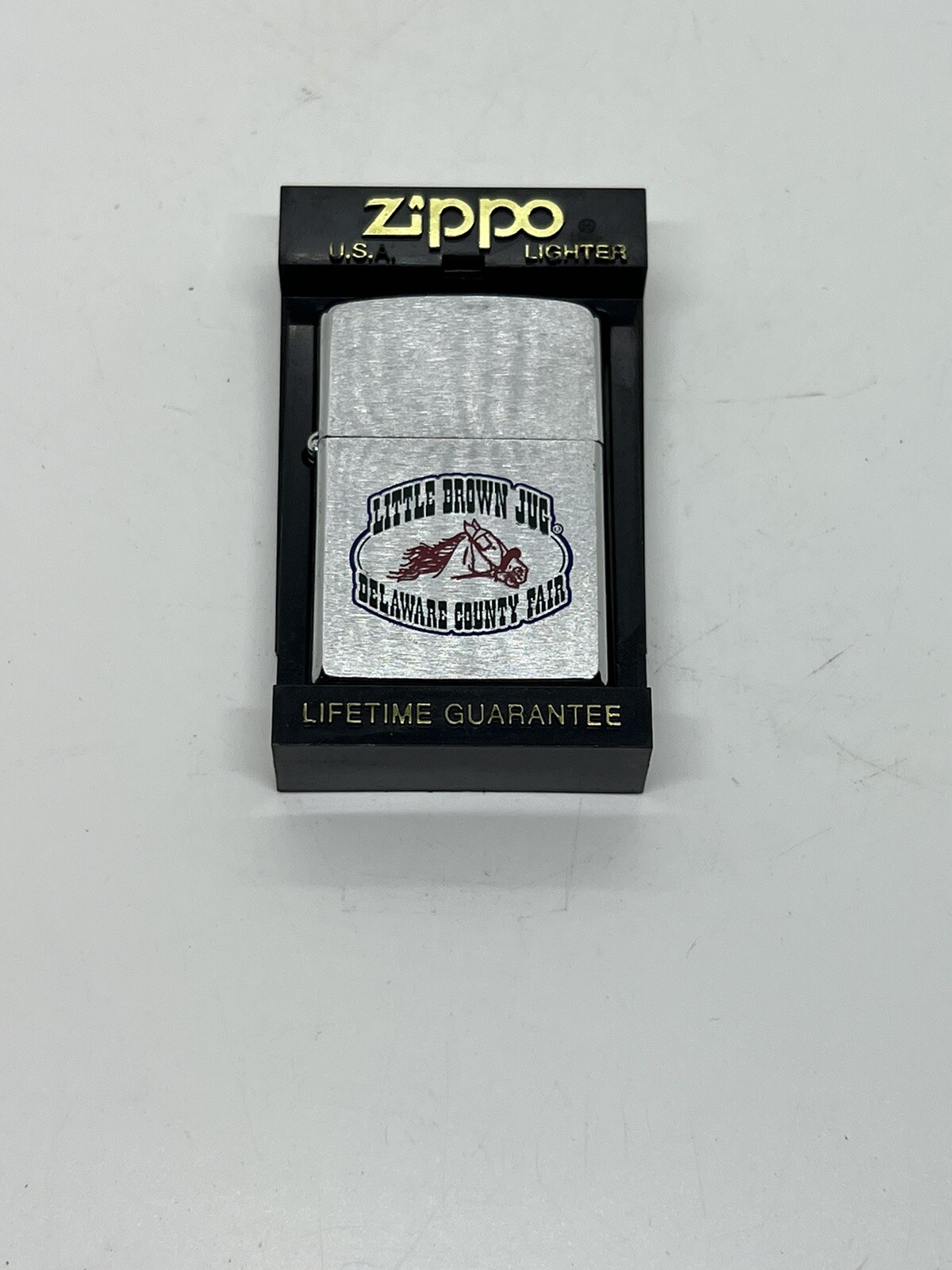 VINTAGE ZIPPO ADVERTISING LITTLE BROWN JUG DELAWARE COUNTY FAIR E XII LIGHTER