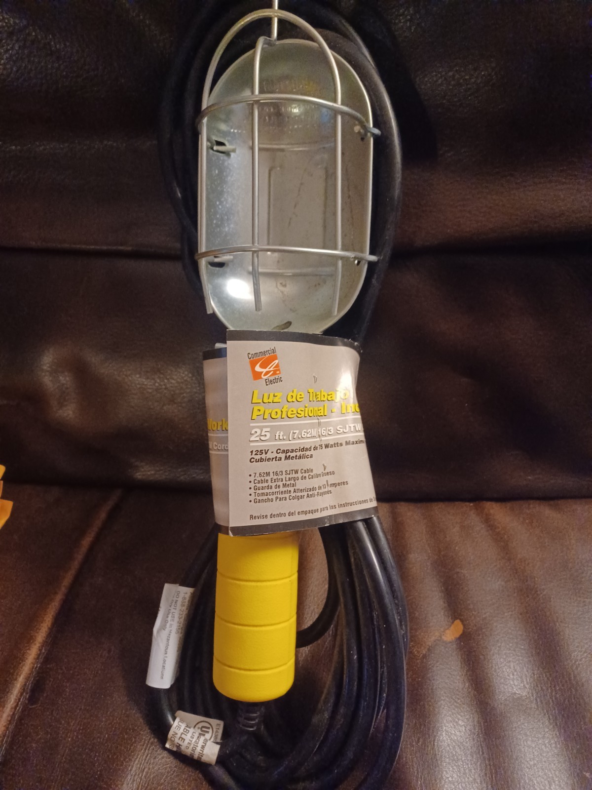 Commercial Electric Incandescent Hanging Corded Worklight 125V Yellow/Black